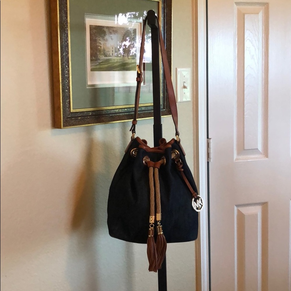 Michael Kors denim drawstring bag